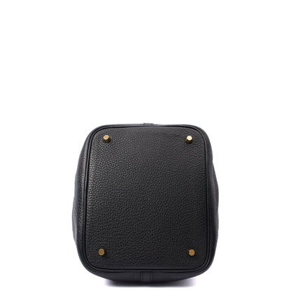 Hermes Picotin 22 in Black, Clemence Leather — Top View