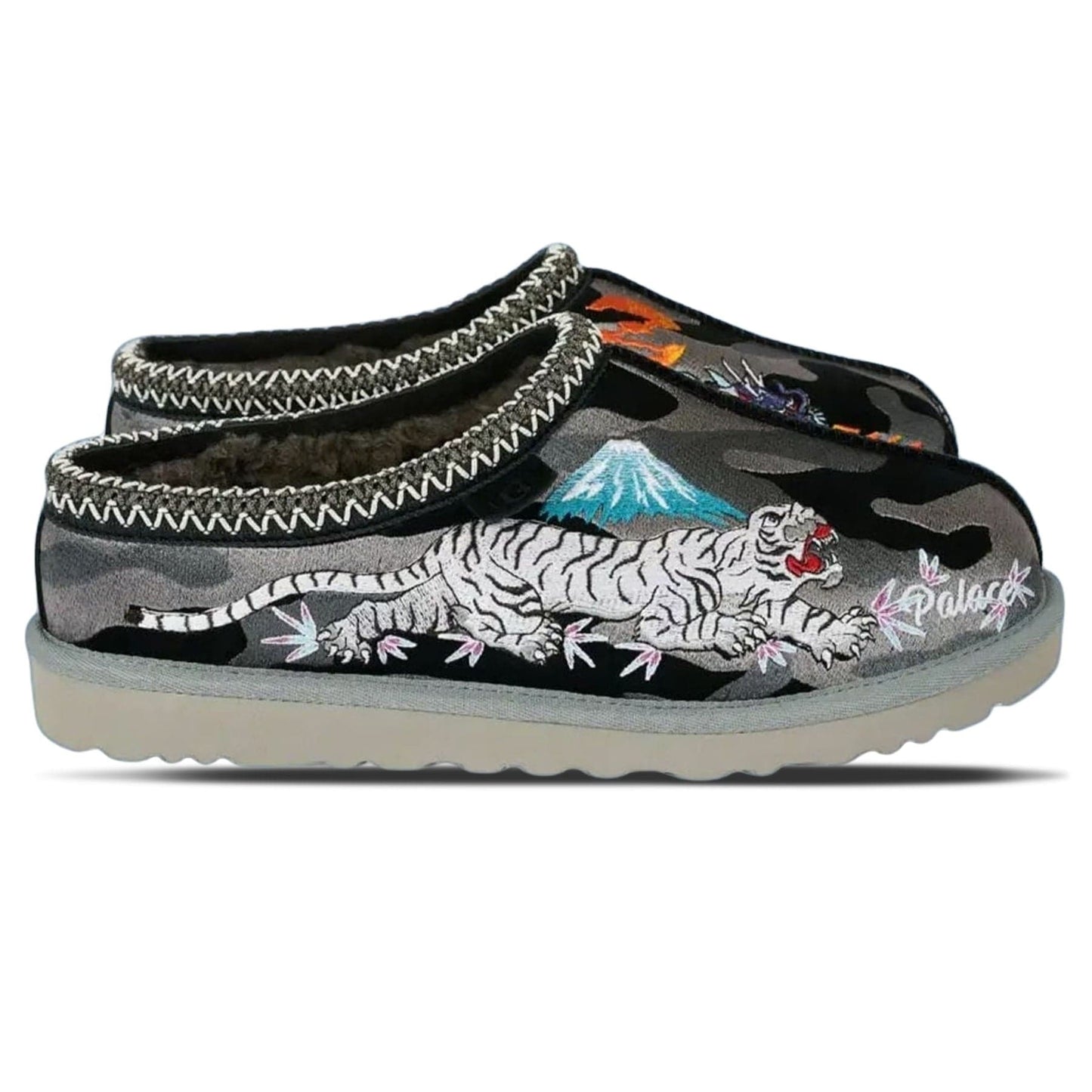 Palace x UGG Tasman Slipper 'Black Camo' — UK 1 — Side View