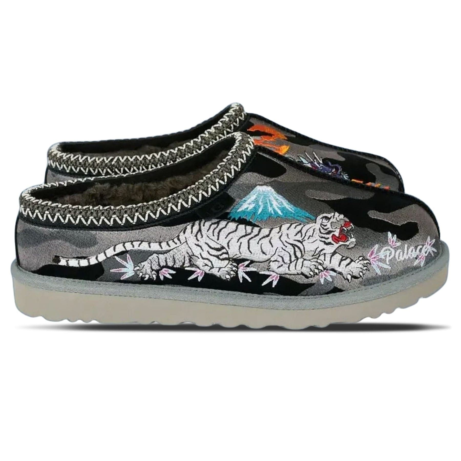 Palace x UGG Tasman Slipper 'Black Camo' — UK 1 — Side View