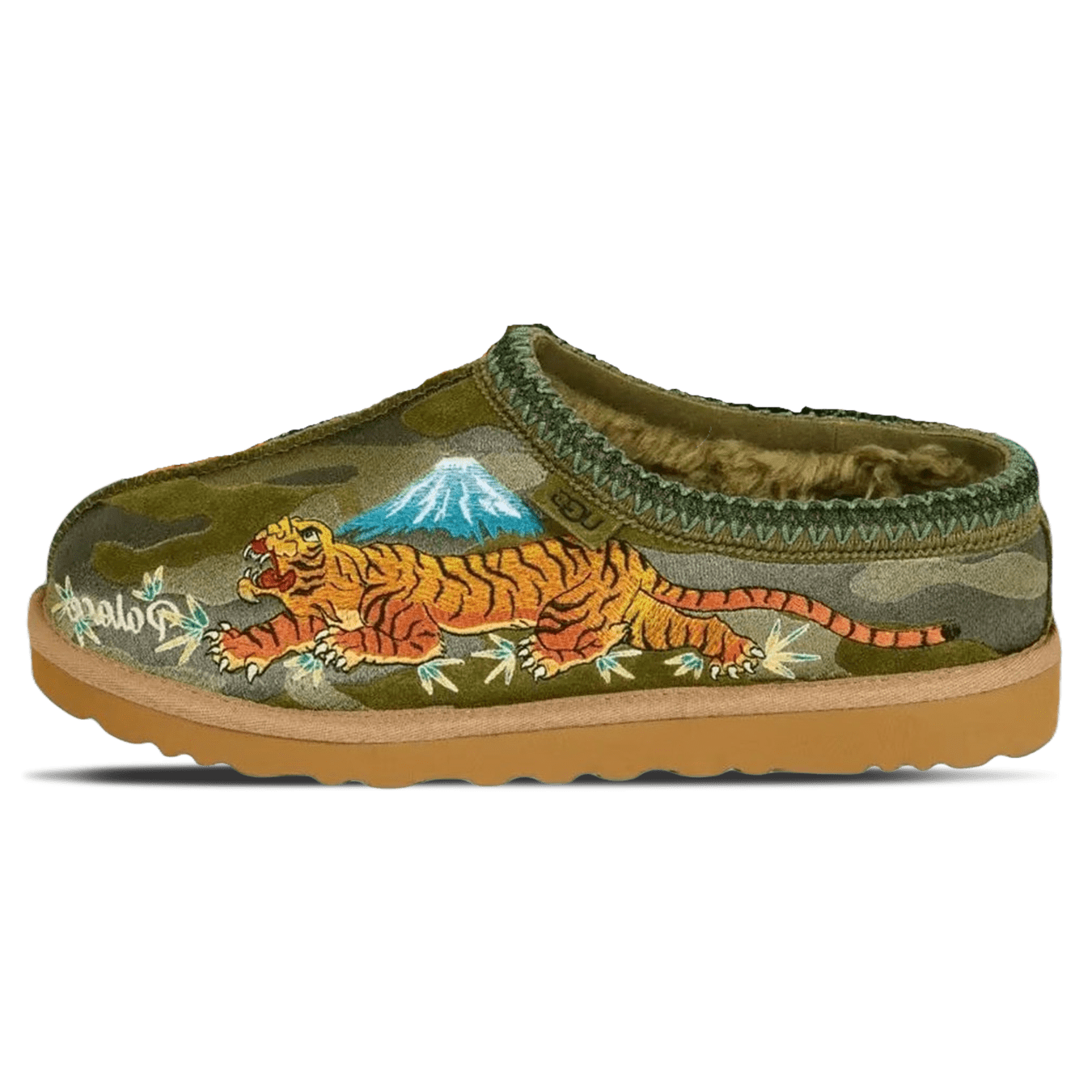 Palace x UGG Tasman Slipper 'Burnt Olive Camo' — UK 1 — Front View