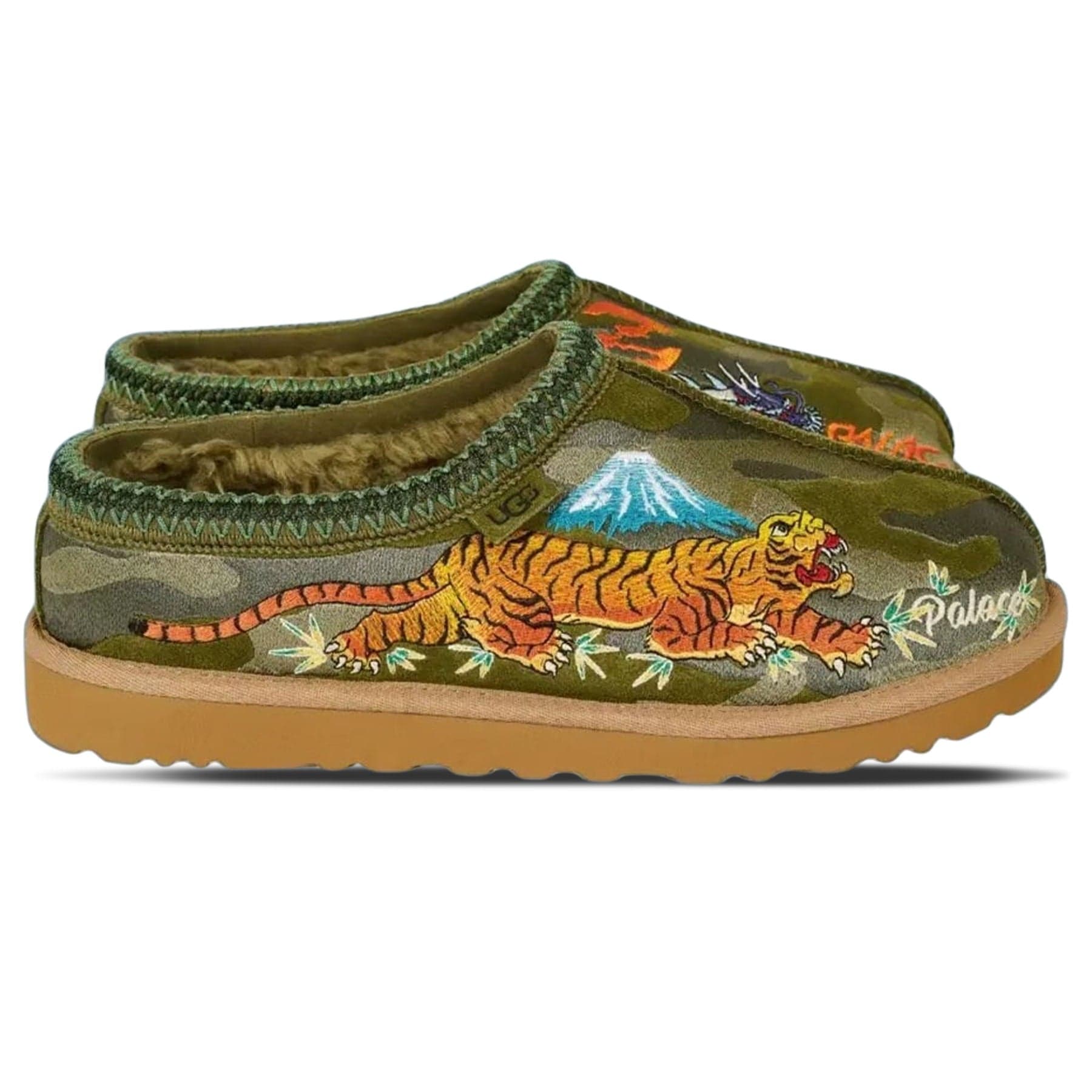 Palace x UGG Tasman Slipper 'Burnt Olive Camo' — UK 1 — Side View