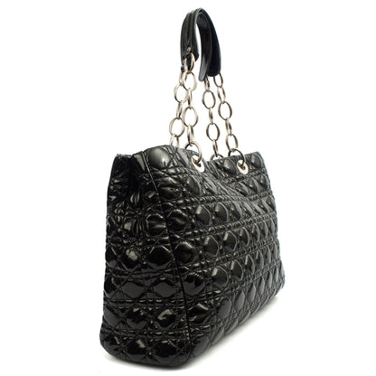 Christian Dior Tote Soft Cannage Shopper in Black, Patent Leather — Side View