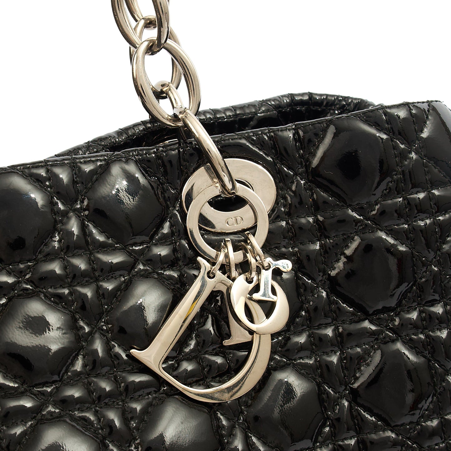 Christian Dior Tote Soft Cannage Shopper in Black, Patent Leather — Lifestyle View