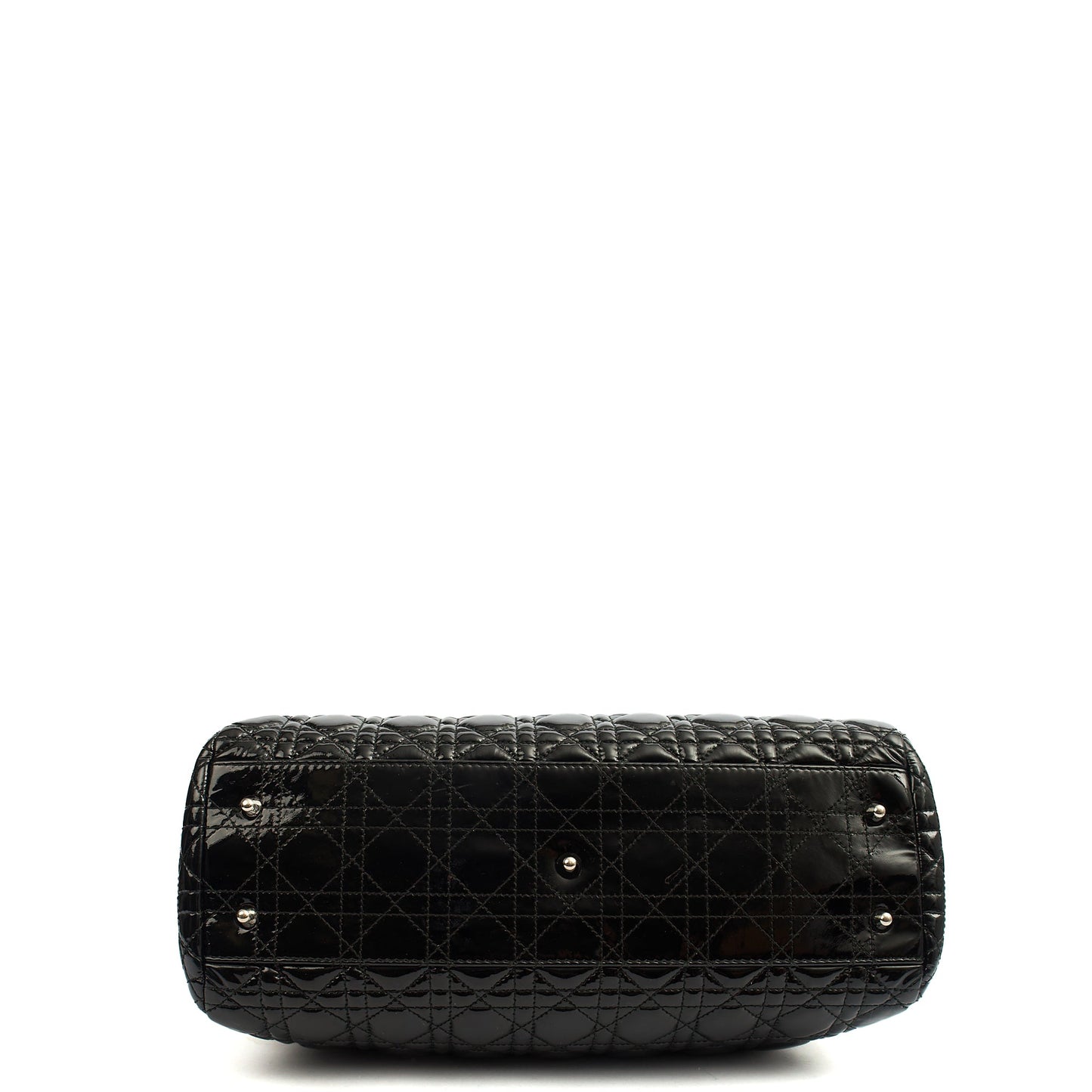 Christian Dior Tote Soft Cannage Shopper in Black, Patent Leather — Top View