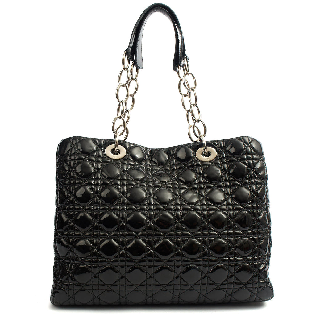 Christian Dior Tote Soft Cannage Shopper in Black, Patent Leather — Back View