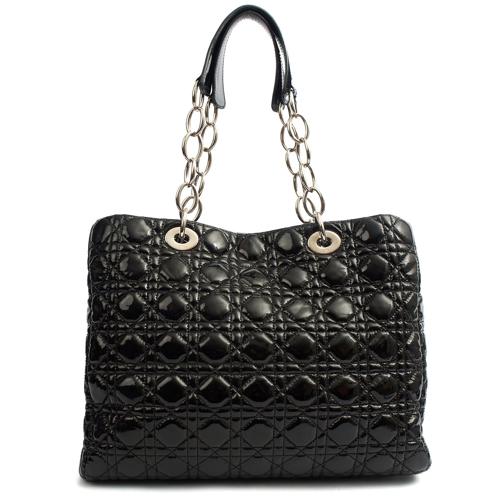 Christian Dior Tote Soft Cannage Shopper in Black, Patent Leather — Back View