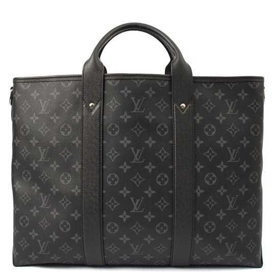 Louis Vuitton Tote Sac Plat 24H Tote in Monogram Eclipse, Canvas — Front View