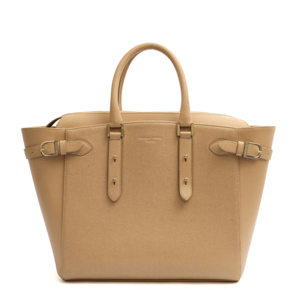 Aspinal of London Top Handle Marylebone Tote - Large in Neutral, Leather — Front View