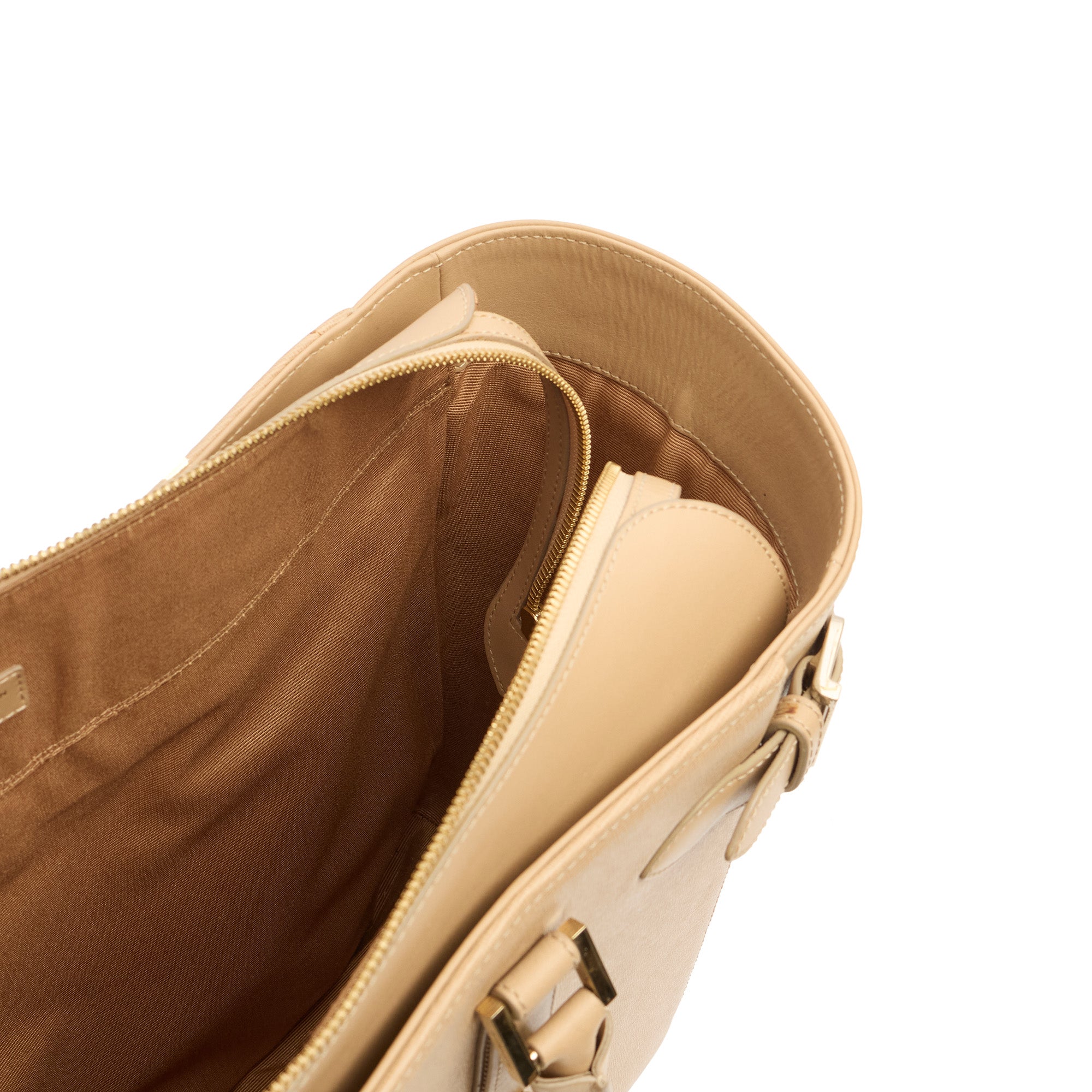 Aspinal of London Top Handle Marylebone Tote - Large in Neutral, Leather — Detail View
