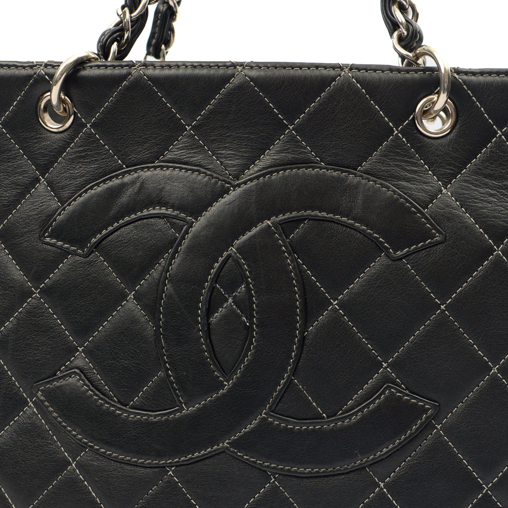 Chanel Tote Tote in Black, Leather — Side View