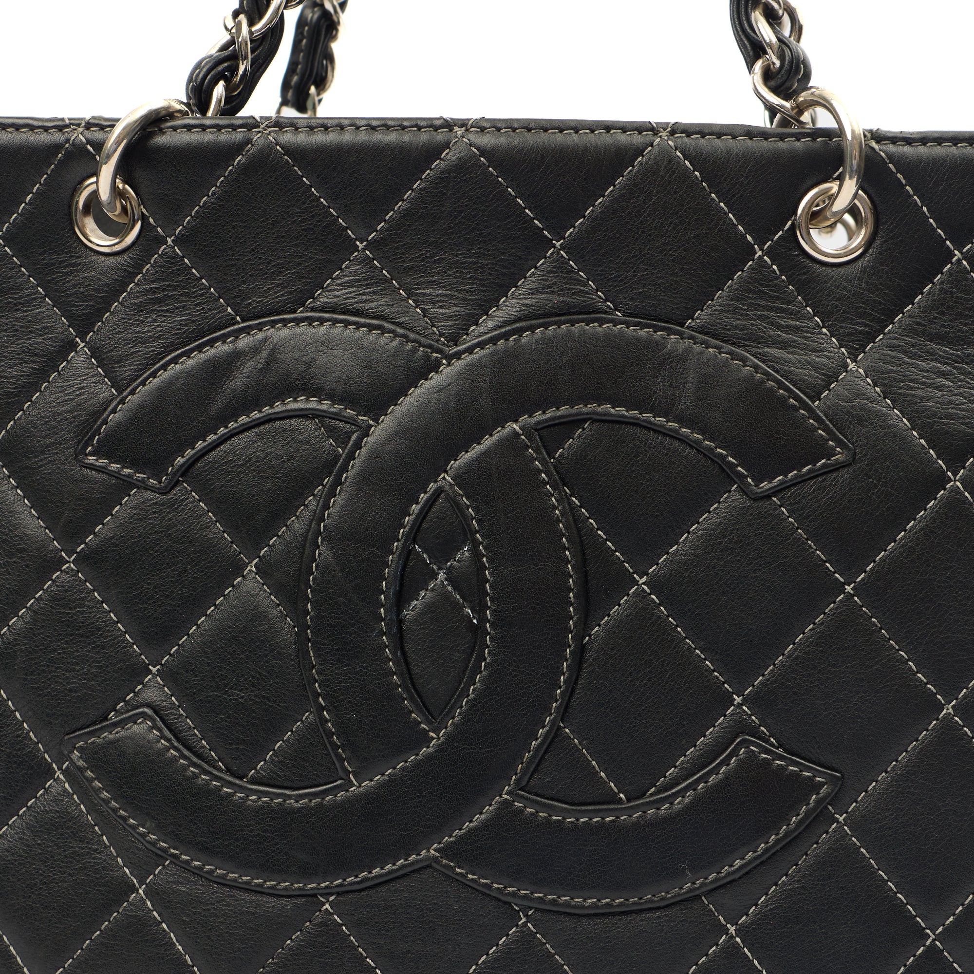 Chanel Tote Tote in Black, Leather — Side View