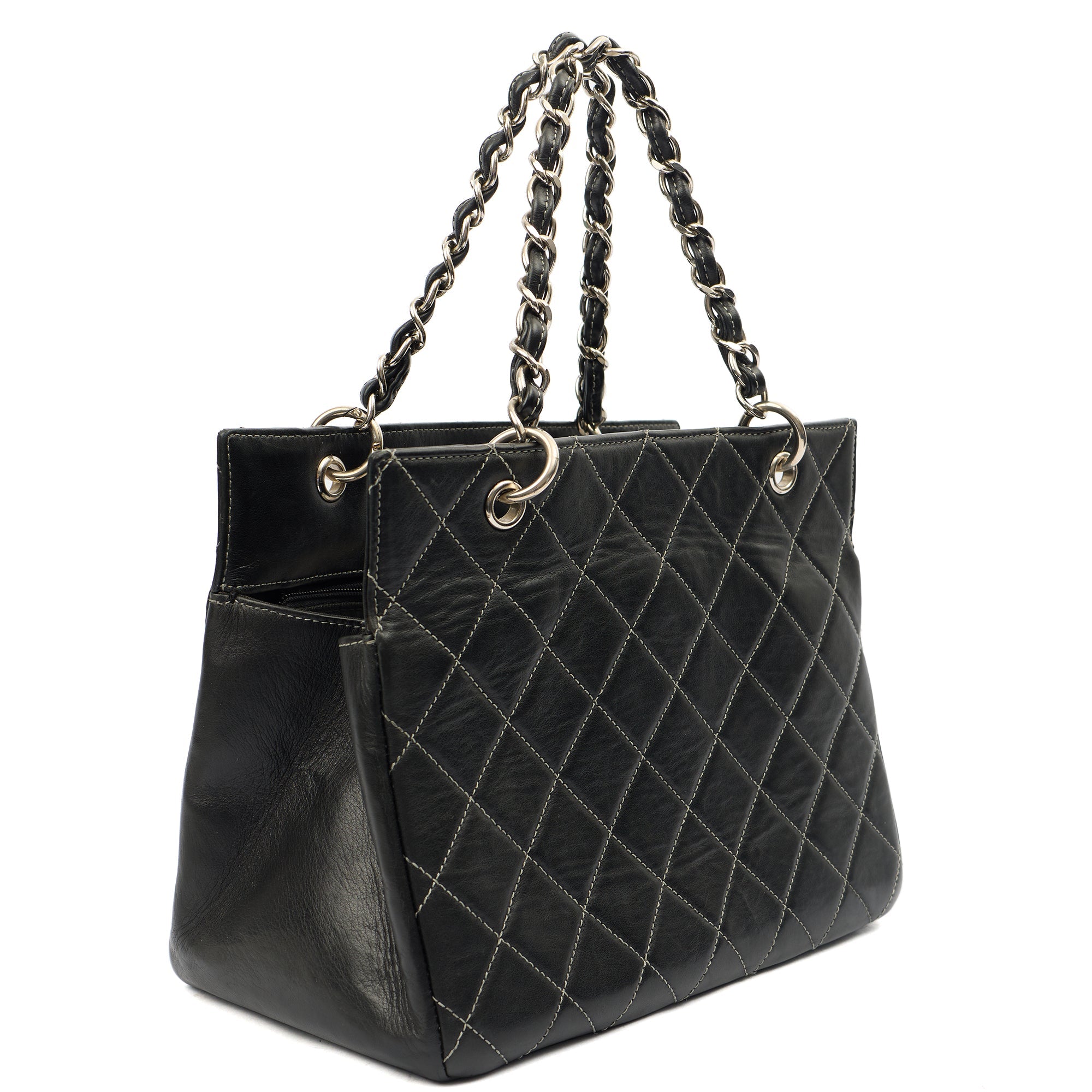 Chanel Tote Tote in Black, Leather — Back View
