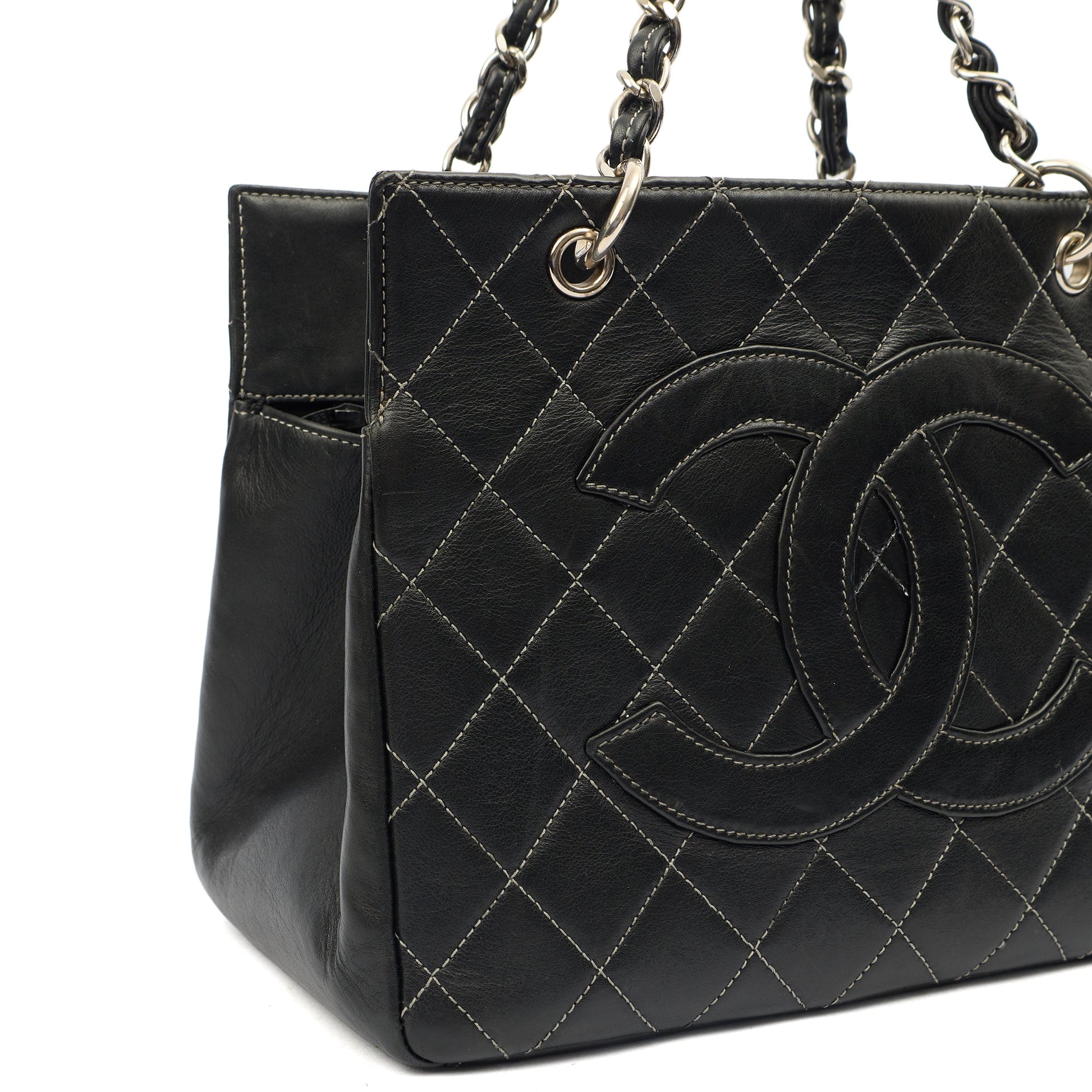 Chanel Tote Tote in Black, Leather — Lifestyle View