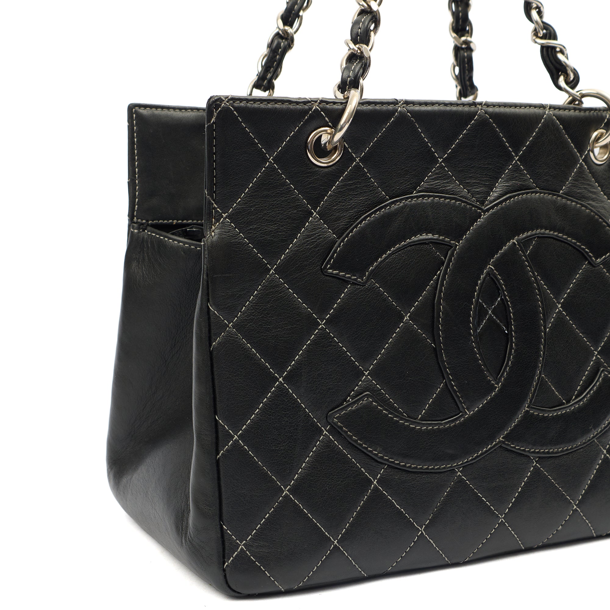 Chanel Tote Tote in Black, Leather — Lifestyle View
