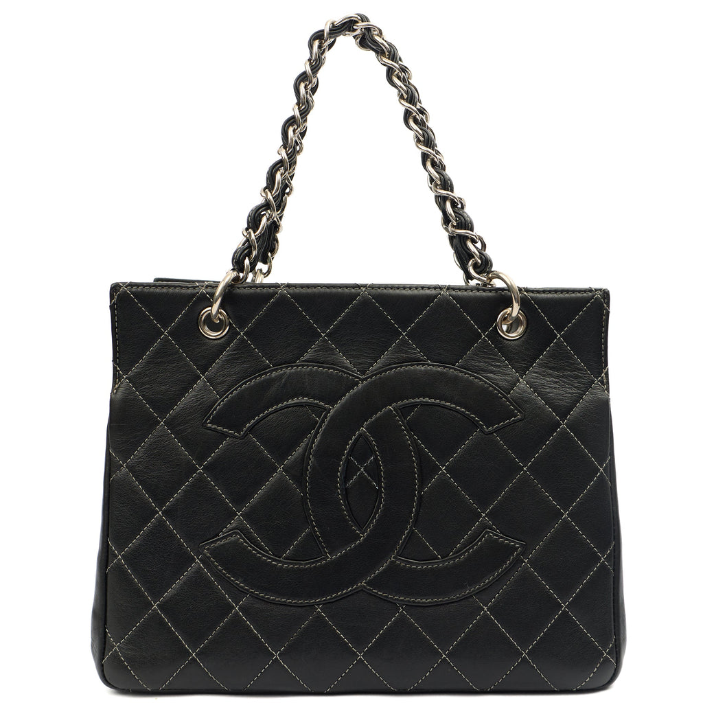 Chanel Tote Tote in Black, Leather — Front View