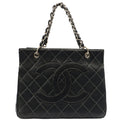Chanel Tote Tote in Black, Leather — Front View