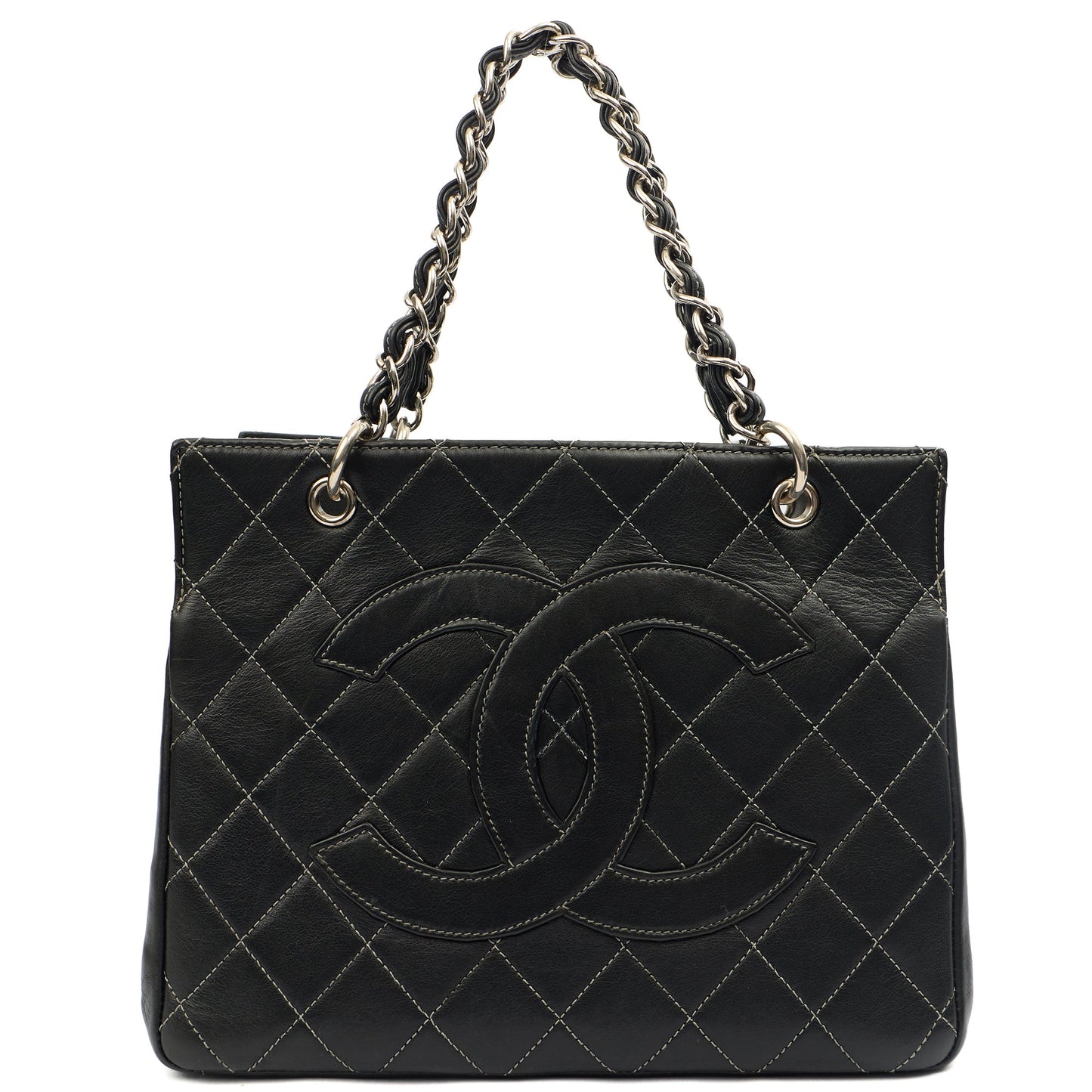 Chanel Tote Tote in Black, Leather — Front View