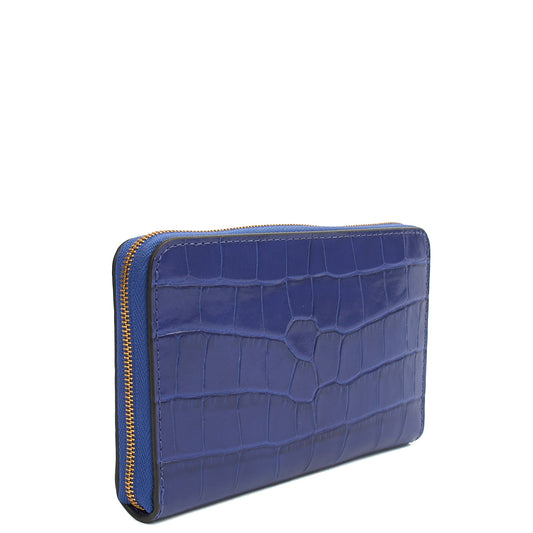Mulberry Wallet Wallet in Blue, Exotic Effect Leather — Side View