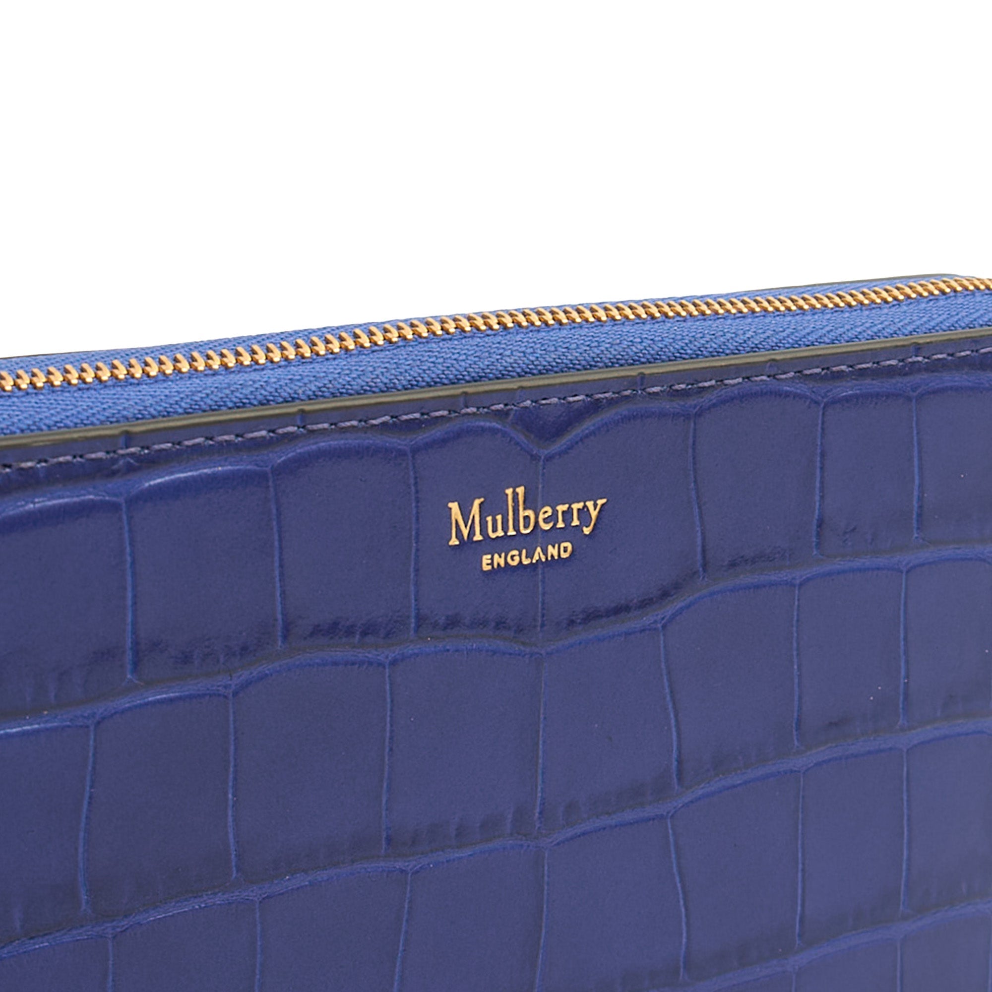 Mulberry Wallet Wallet in Blue, Exotic Effect Leather — Top View