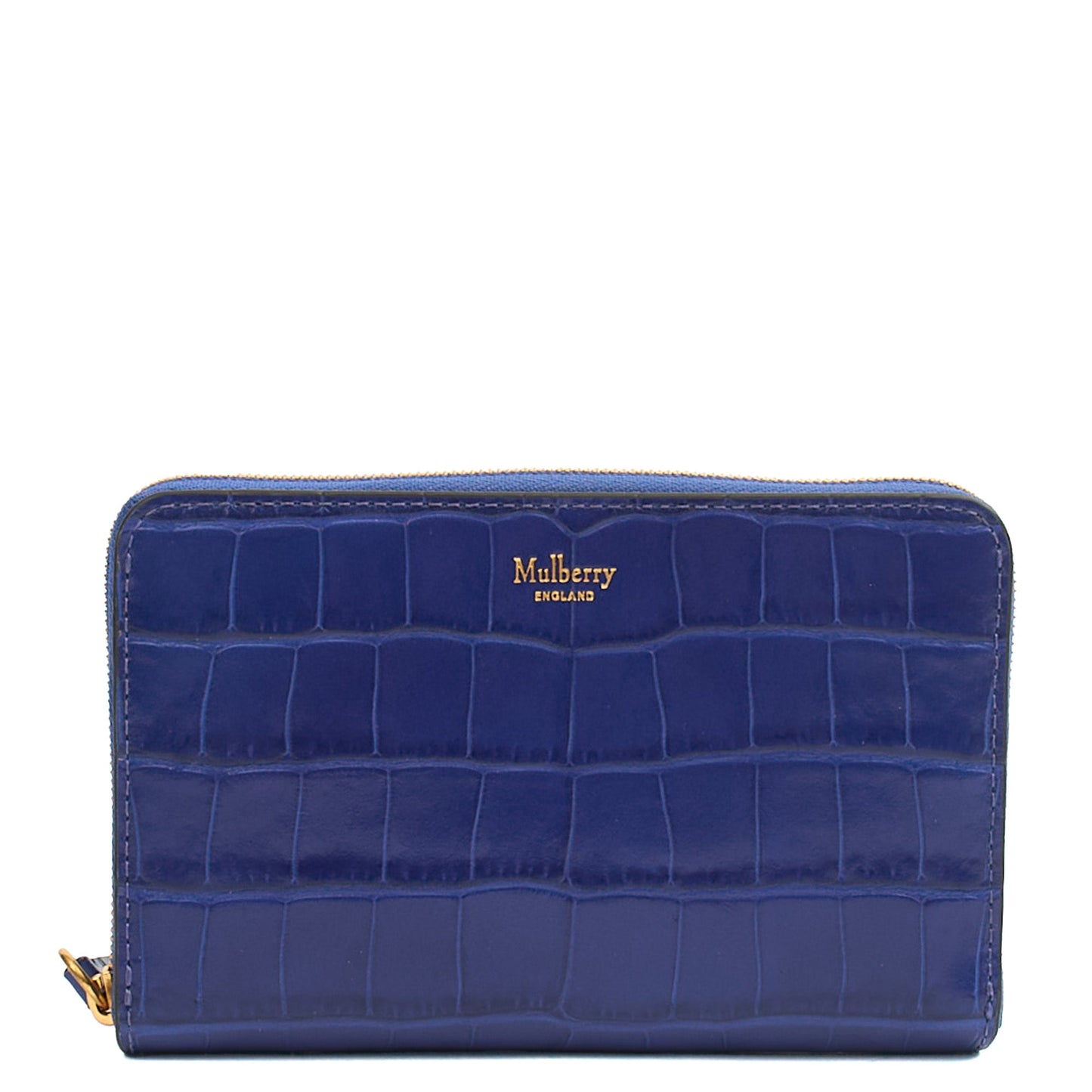Mulberry Wallet Wallet in Blue, Exotic Effect Leather — Front View