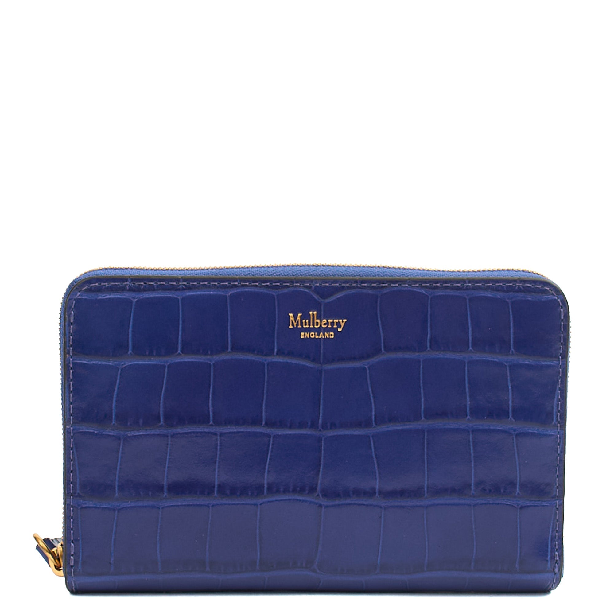 Mulberry Wallet Wallet in Blue, Exotic Effect Leather — Front View