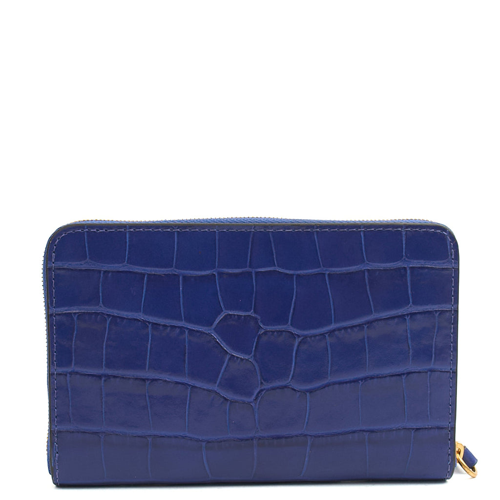 Mulberry Wallet Wallet in Blue, Exotic Effect Leather — Back View