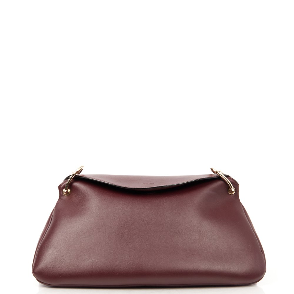 Chloe Shoulder Bag Juana Chain Bag in Plum Purple, Calfskin Leather — Front View