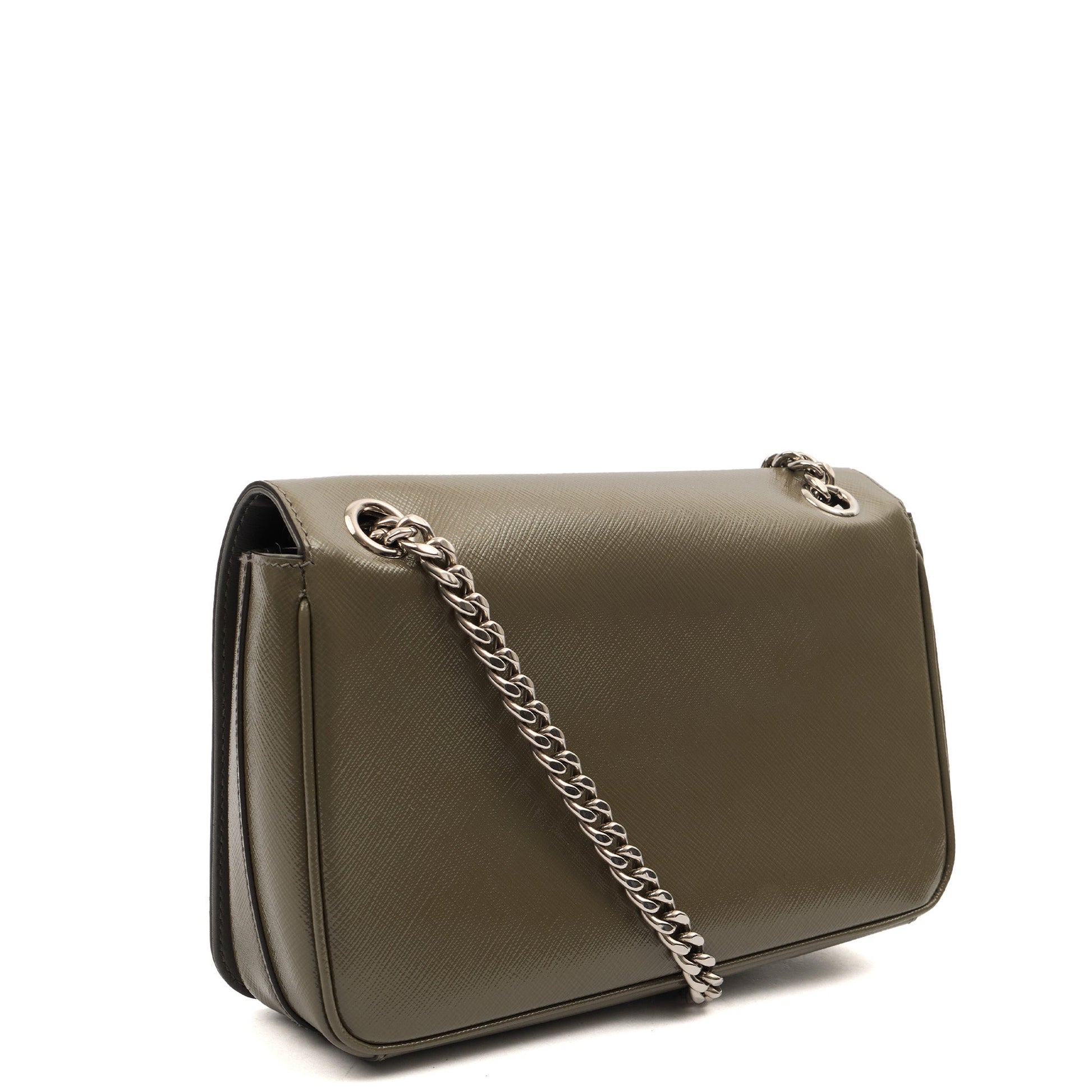 Prada Shoulder Bag Saffiano Crossbody - Mini in Green, Leather — Back View