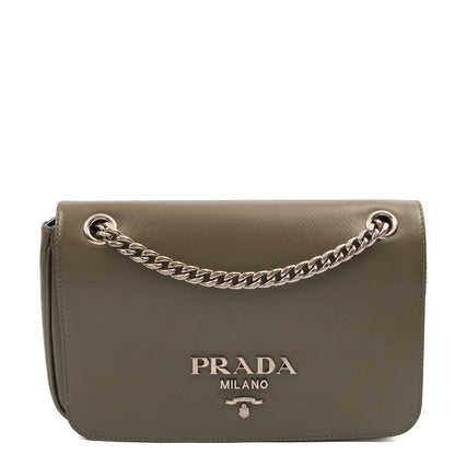 Prada Shoulder Bag Saffiano Crossbody - Mini in Green, Leather — Front View
