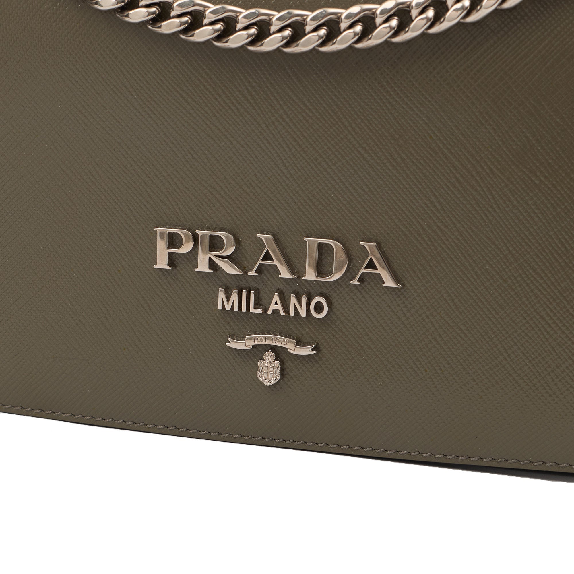 Prada Shoulder Bag Saffiano Crossbody - Mini in Green, Leather — Side View