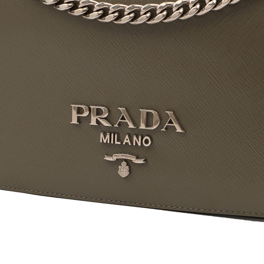 Prada Shoulder Bag Saffiano Crossbody - Mini in Green, Leather — Side View