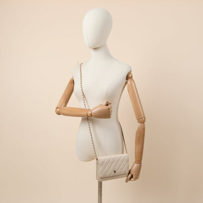 Chanel Cross Body Wallet on Chain in Neutral, Caviar Leather — Back View
