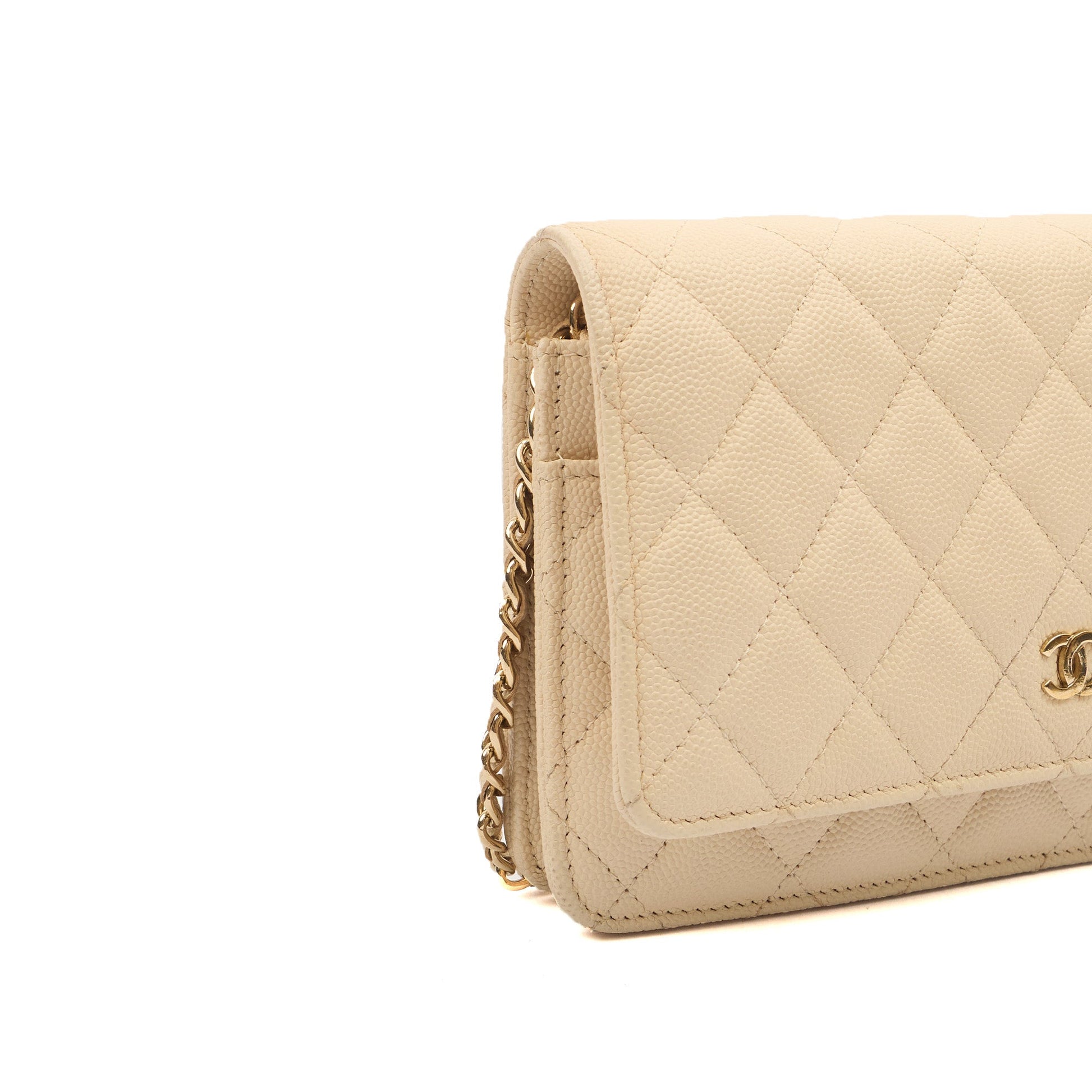 Chanel Cross Body Wallet on Chain in Neutral, Caviar Leather — Alternate View 9