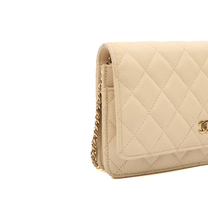Chanel Cross Body Wallet on Chain in Neutral, Caviar Leather — Alternate View 9