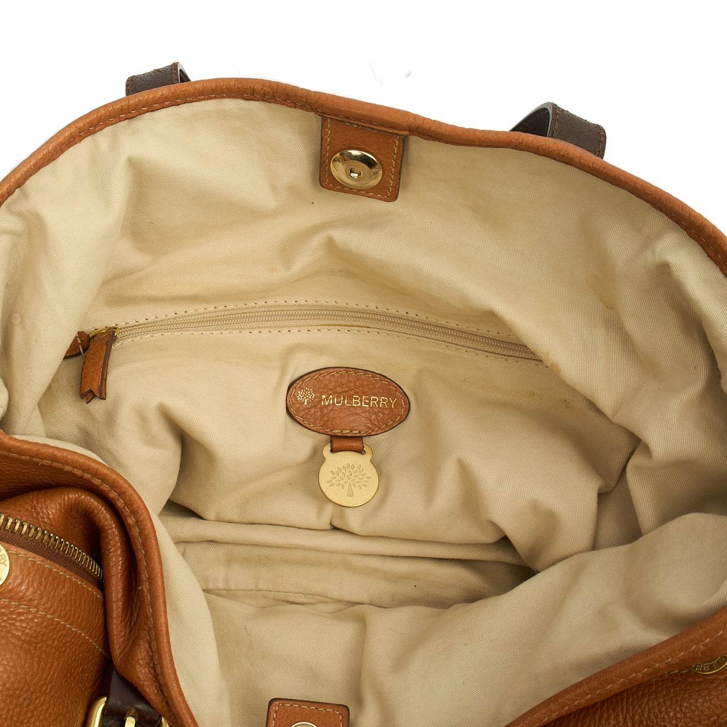 Mulberry Tote Mitzy Tote in Oak, Calfskin Leather — Detail View