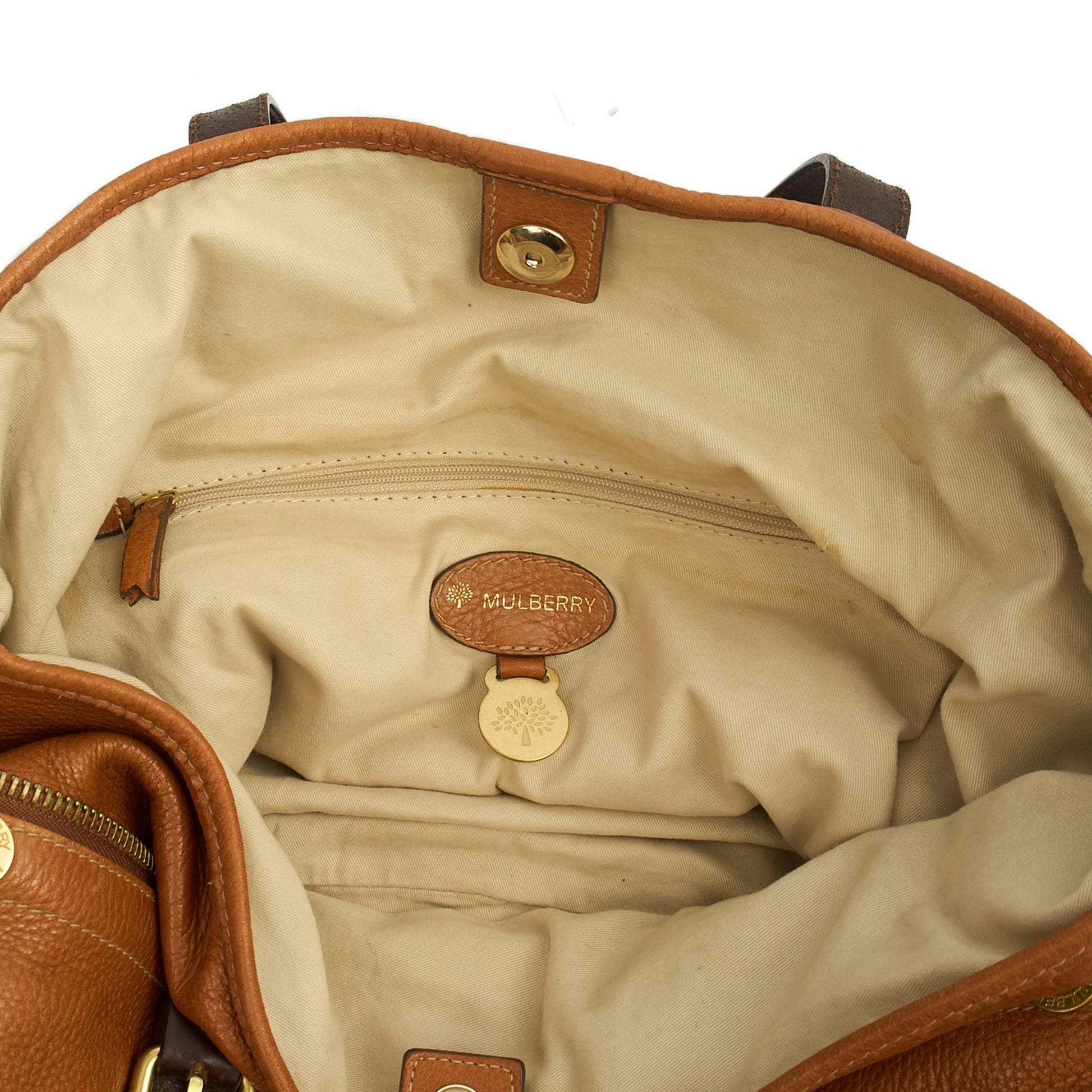 Mulberry Tote Mitzy Tote in Oak, Calfskin Leather — Detail View
