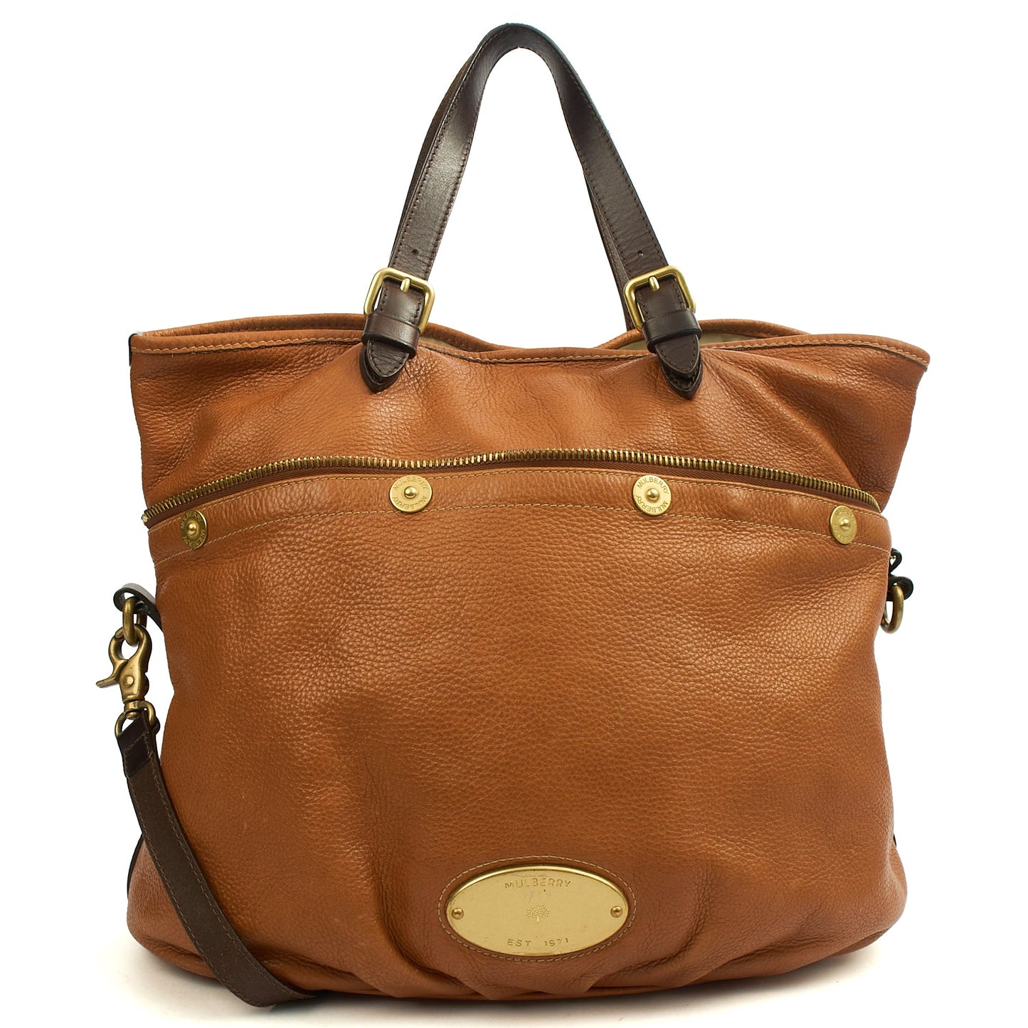 Mulberry Tote Mitzy Tote in Oak, Calfskin Leather — Front View