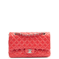 Chanel Shoulder Bag Classic Double Flap - Medium in Pink, Patent Leather — Front View