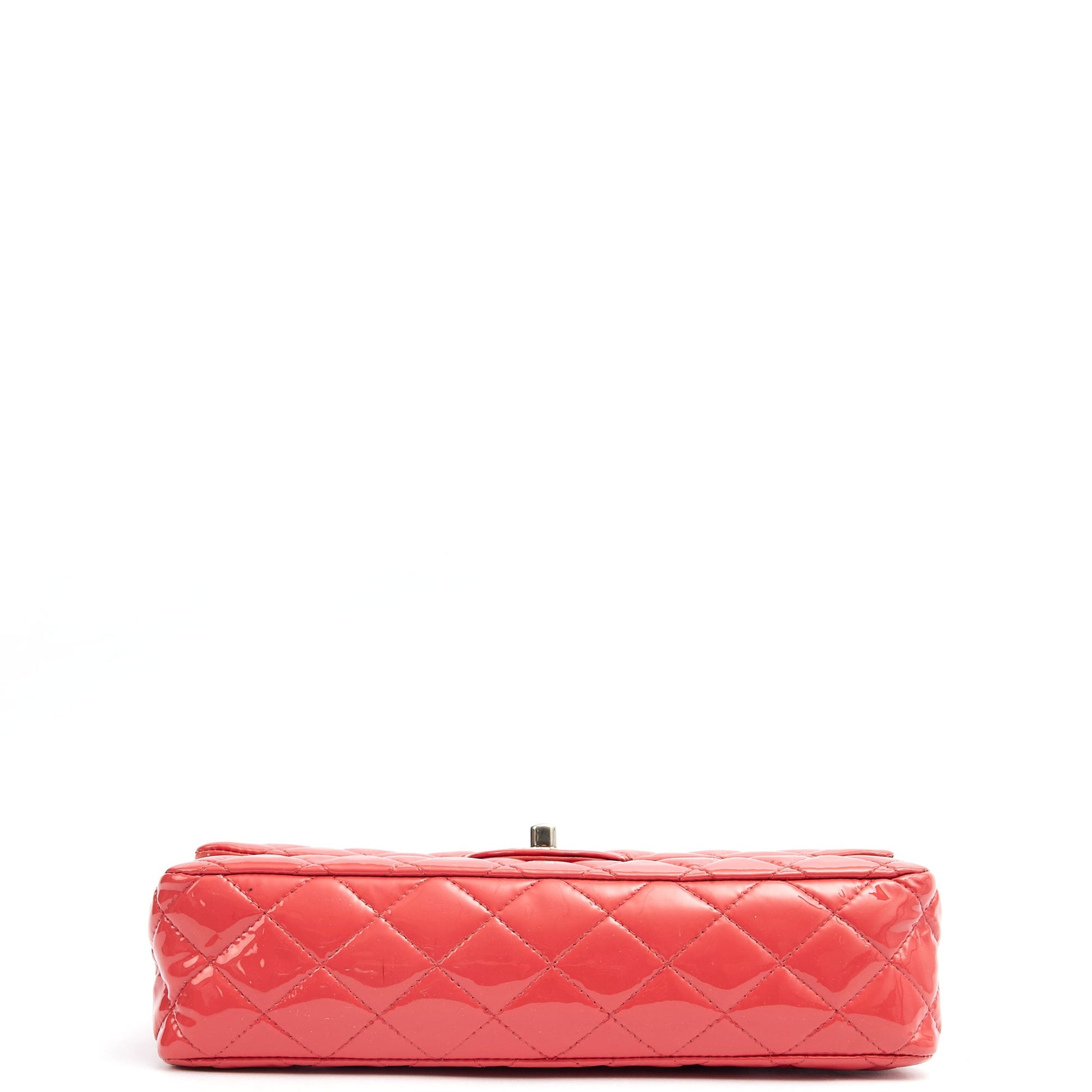 Chanel Shoulder Bag Classic Double Flap - Medium in Pink, Patent Leather — Top View