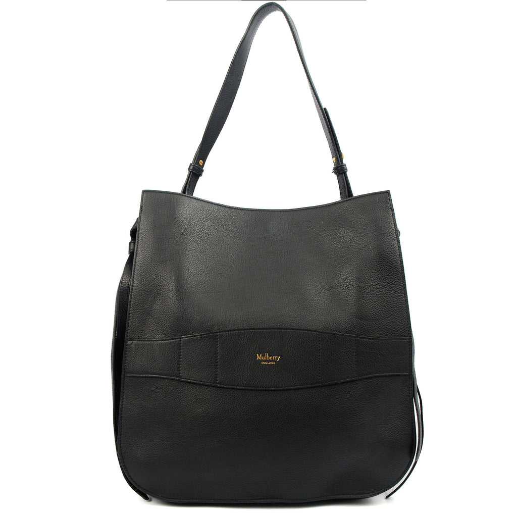 Mulberry Tote Amberley Hobo in Black, Calfskin Leather — Front View