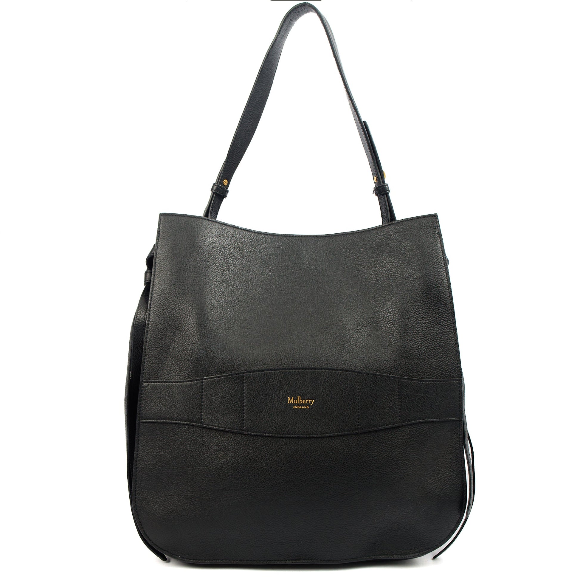 Mulberry Tote Amberley Hobo in Black, Calfskin Leather — Front View