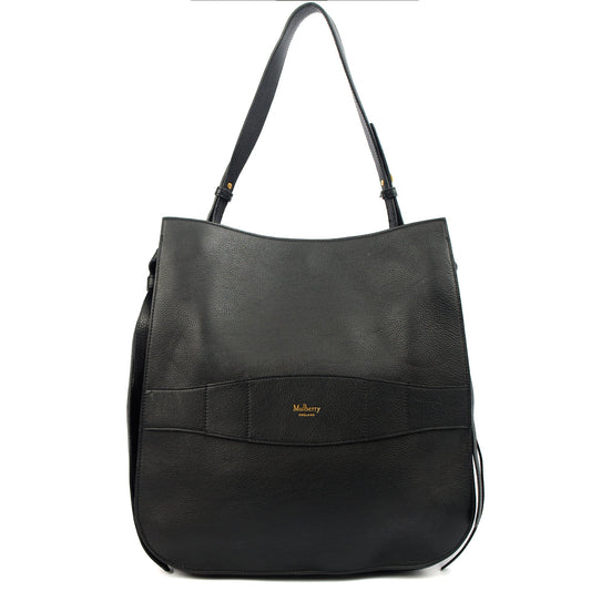 Mulberry Tote Amberley Hobo in Black, Calfskin Leather — Front View