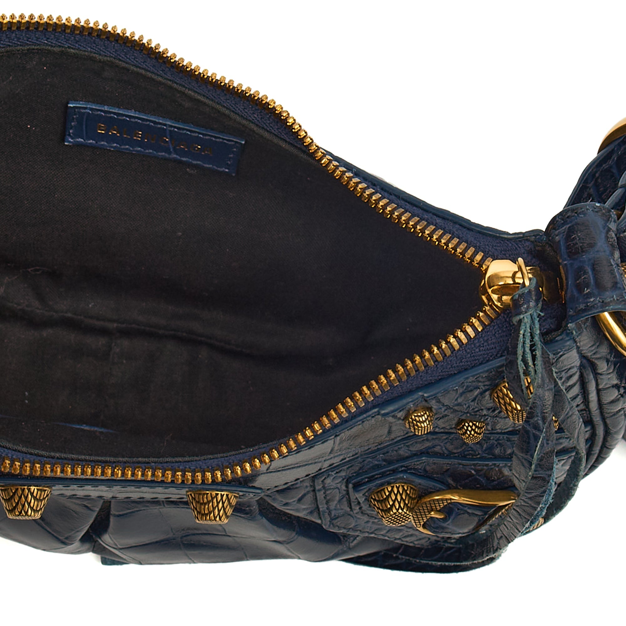 Balenciaga Shoulder Bag Le Cagole XS in Navy, Exotic Effect Leather — Alternate View 7