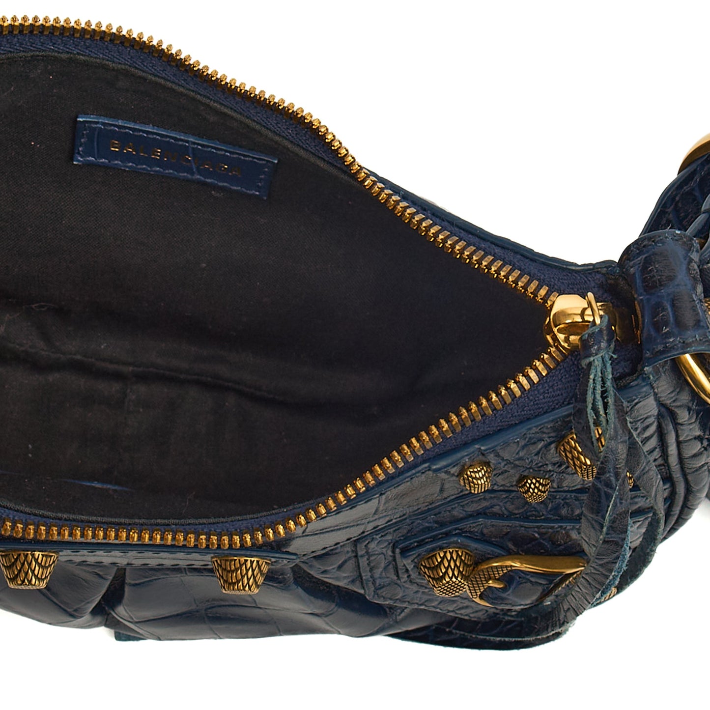 Balenciaga Shoulder Bag Le Cagole XS in Navy, Exotic Effect Leather — Alternate View 14