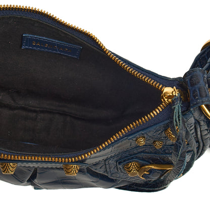 Balenciaga Shoulder Bag Le Cagole XS in Navy, Exotic Effect Leather — Alternate View 14
