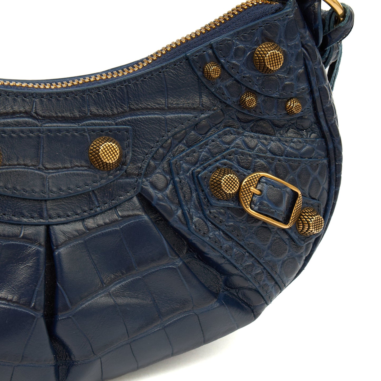 Balenciaga Shoulder Bag Le Cagole XS in Navy, Exotic Effect Leather — Alternate View 12