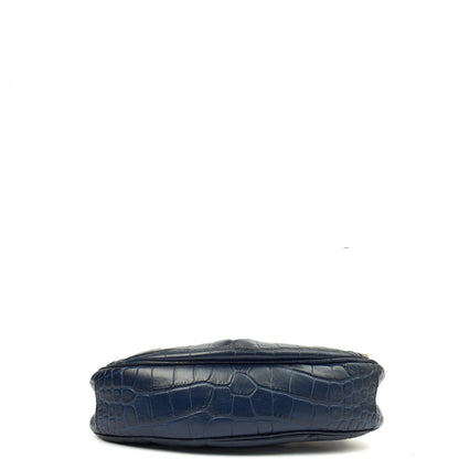 Balenciaga Shoulder Bag Le Cagole XS in Navy, Exotic Effect Leather — Top View