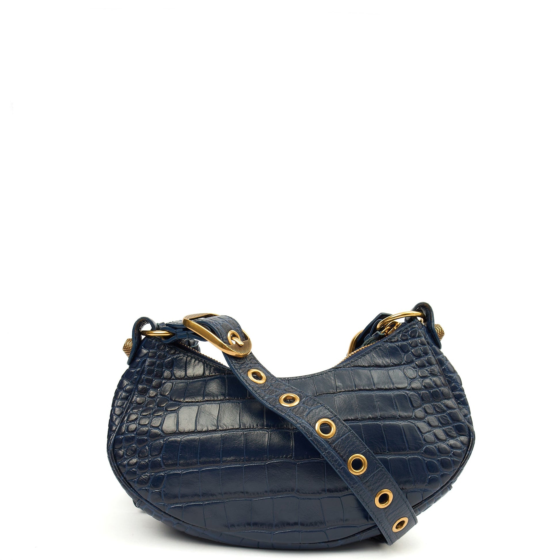 Balenciaga Shoulder Bag Le Cagole XS in Navy, Exotic Effect Leather — Alternate View 10