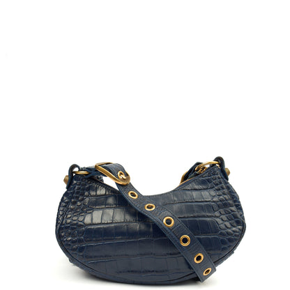 Balenciaga Shoulder Bag Le Cagole XS in Navy, Exotic Effect Leather — Alternate View 10