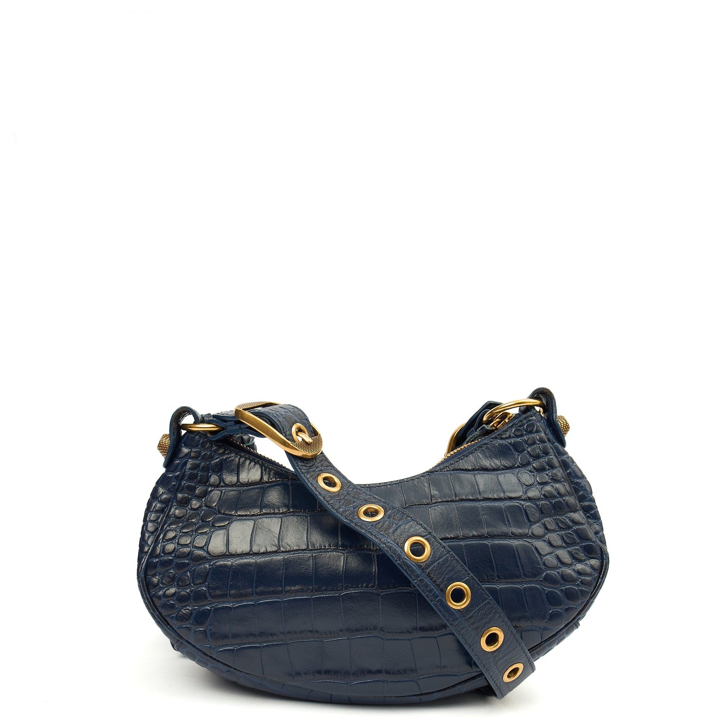 Balenciaga Shoulder Bag Le Cagole XS in Navy, Exotic Effect Leather — Alternate View 17